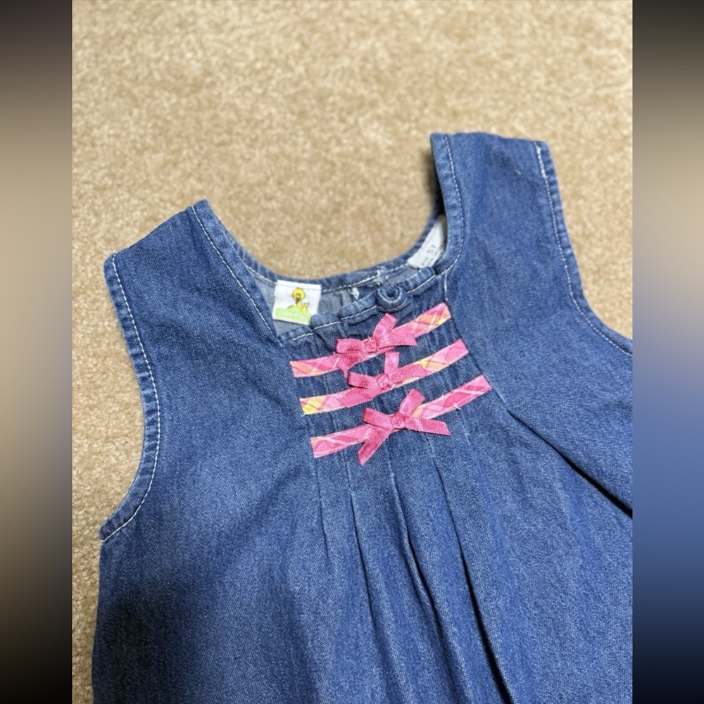 Vintage Sesame Street Big Bird Denim Dress Girl 5T | RARE - Picture 5 of 8